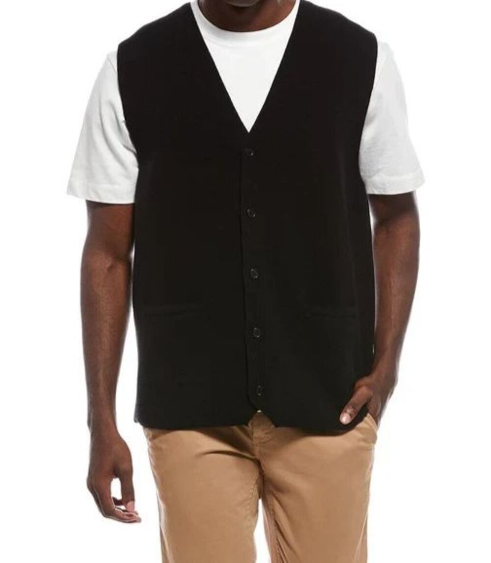 Simkhai Sweater Mens XXL Black Button Up Vest Sleeveless Wool Cashmere $375